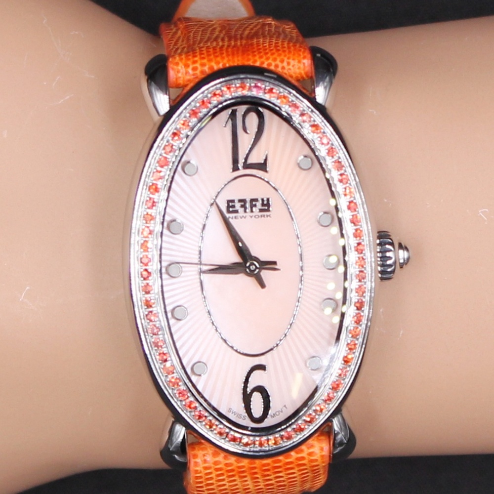 Orange Sapphire Diamond 1.90 Tcw Luxury Watch
